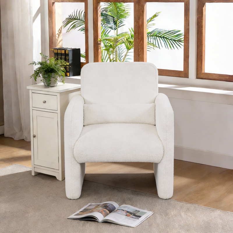 Upholstered Armchair, White Teddy