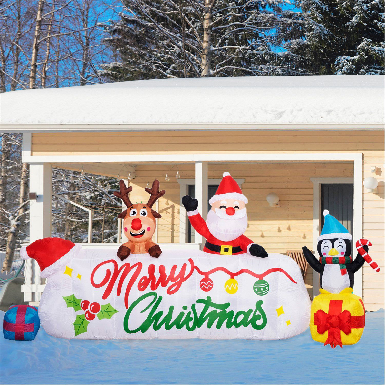 Logo Brands 7-ft Lighted Santa Christmas Inflatable in the Christmas  Inflatables department at