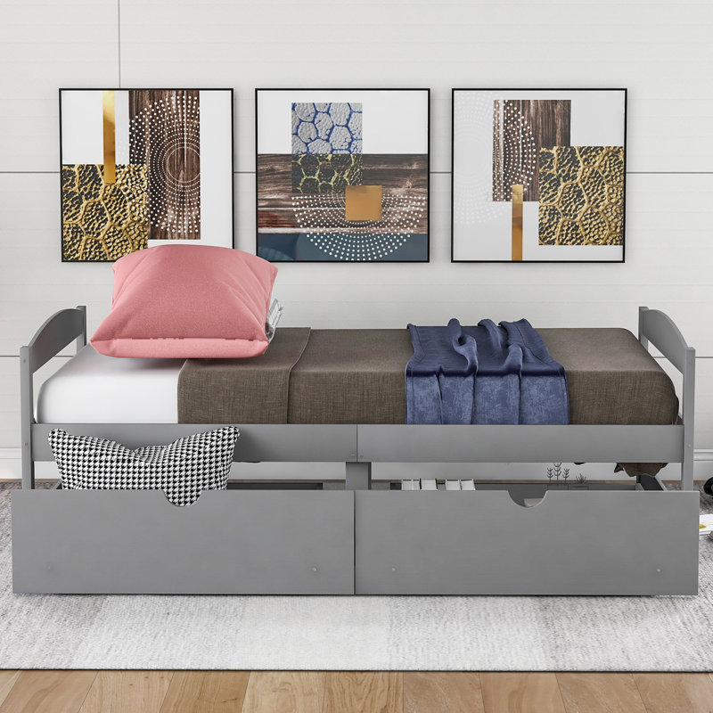 Meacham Kids Twin with Drawers, Gray