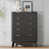 43''h 5 Drawers Black