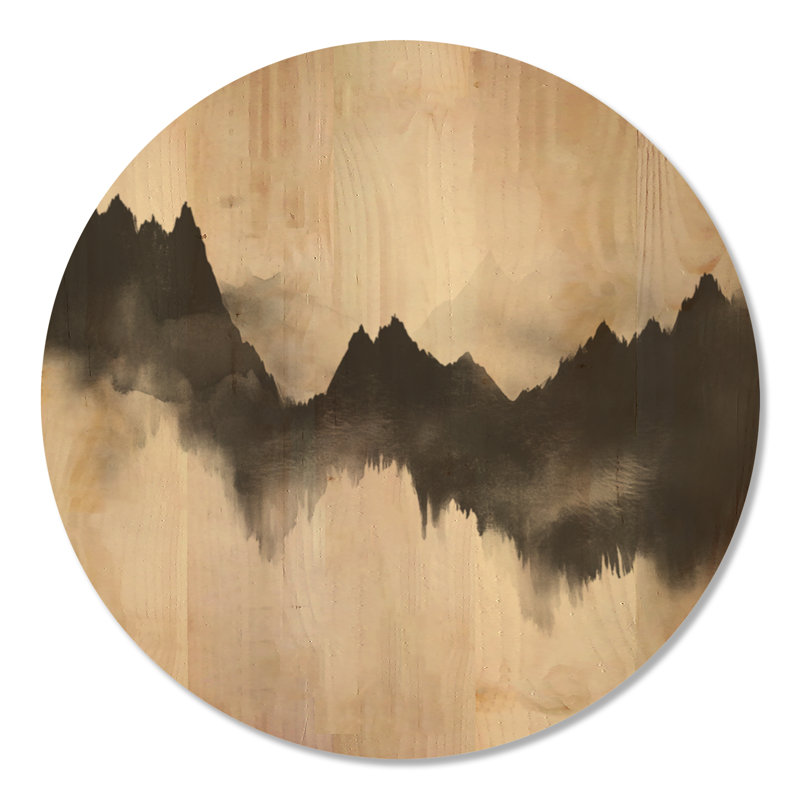 Olympe I - décoration murale montagne en bois, Rond 23 po, Round