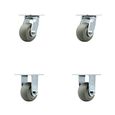 Thermoplastic Caster Set with Roller Bearing