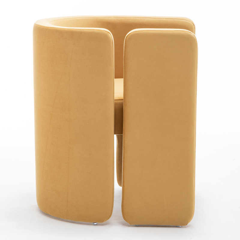 Modern Upholstered Barrel Dining Chairs, 4, Yellow