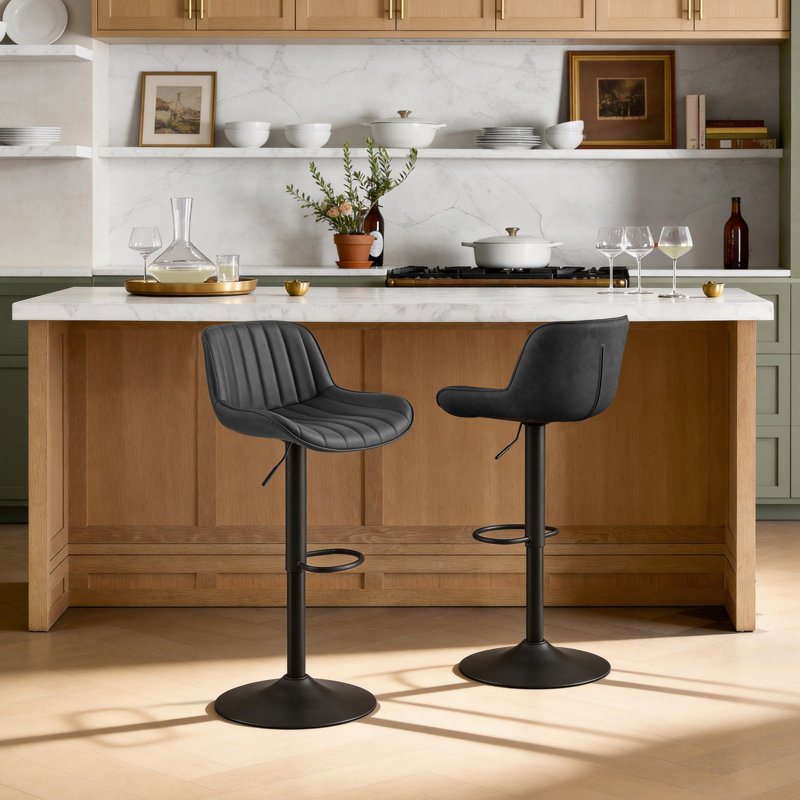 Tabouret de bar et de comptoir Almeida, Noir brun