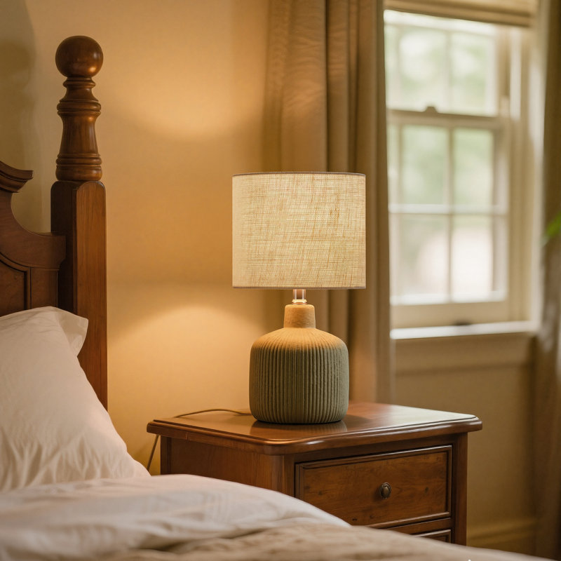 17.5" Ceramic Table Lamp, Green