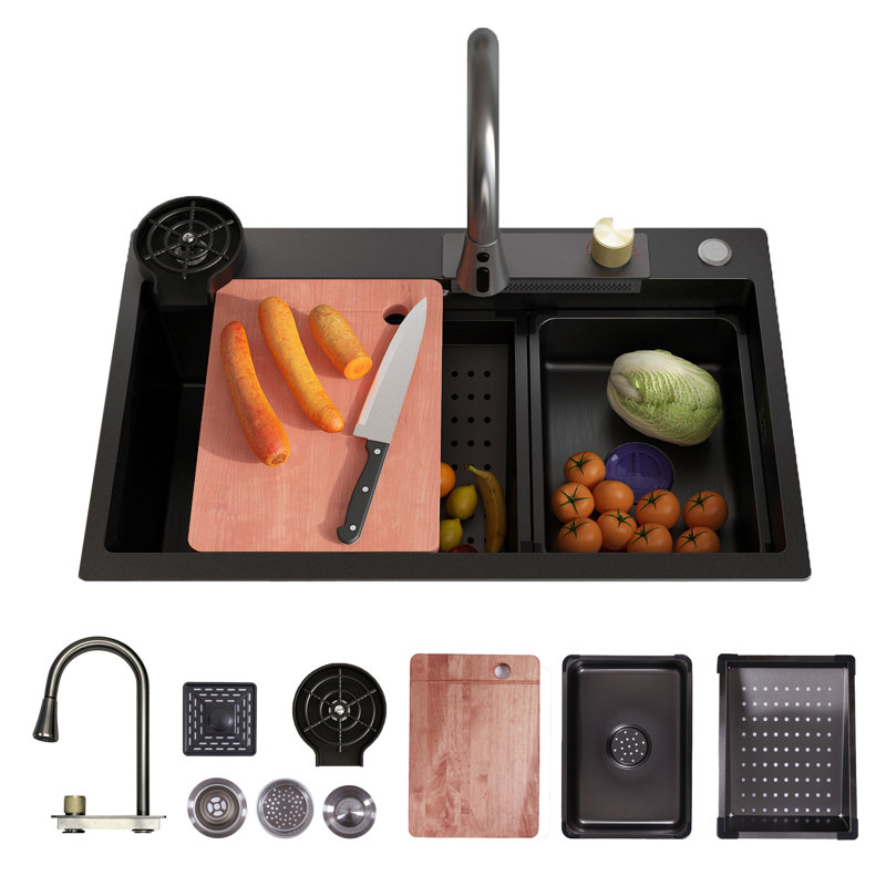 MEJE Single Bowl Kitchen Sink, Anthracite Black