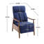 Fauteuil inclinable de salon moderne avec rembourrage en lin bleu réglable - coussin épais, et fabrication pour
