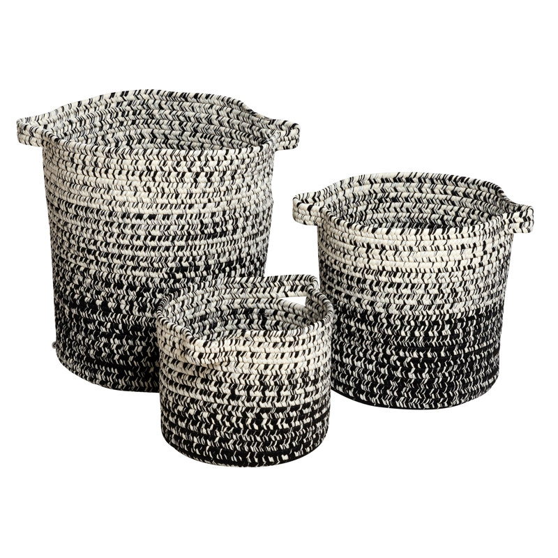 Panier en plastique Monet, H 12 po x l 12 po x P 10 po, Noir / blanc