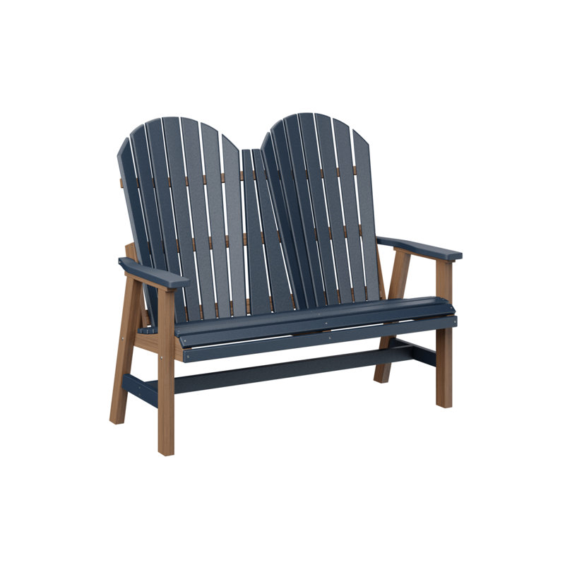Berlin Gardens Comfo Back Loveseat, Navy Blue Top/Antique Mahogany Base