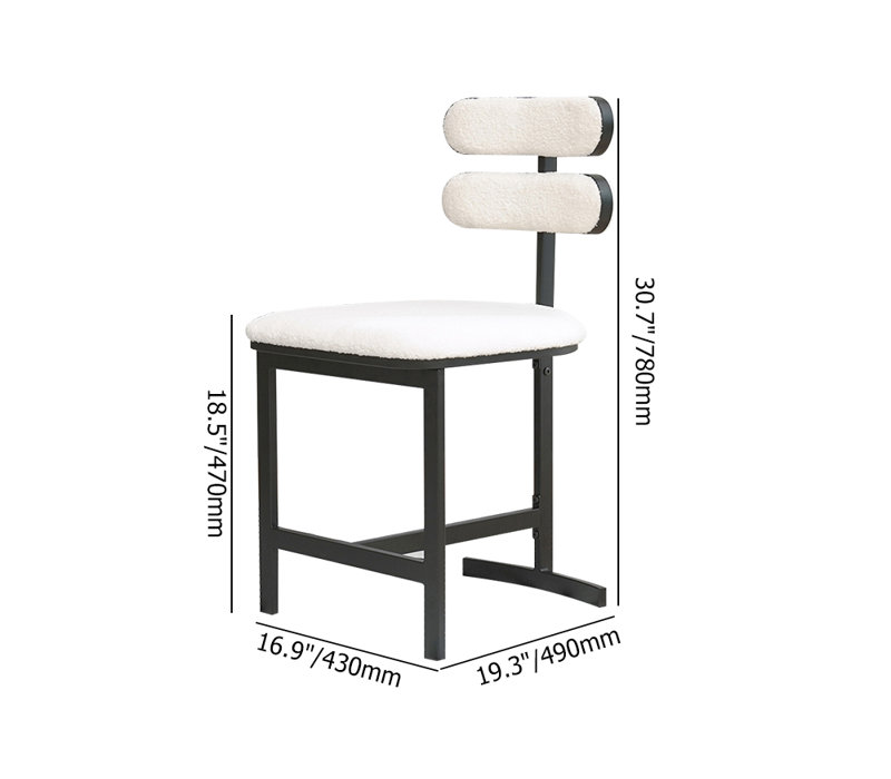 Ensemble de 2 chaises de salle à manger modernes avec revêtement en sherpa blanc