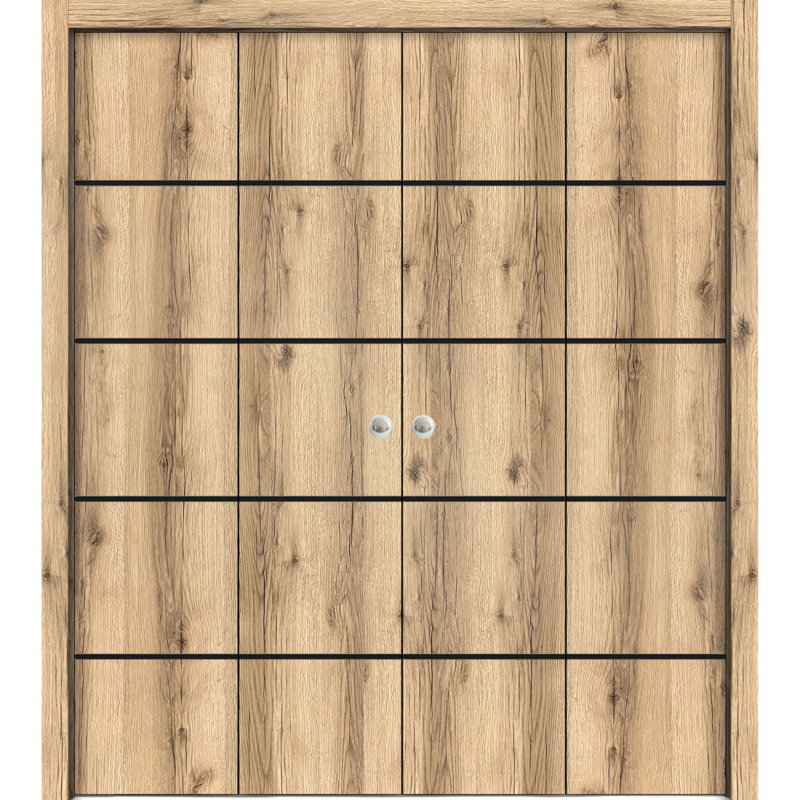 Porte de grange en bois massif massif, Chêne, 72 po x 96 po
