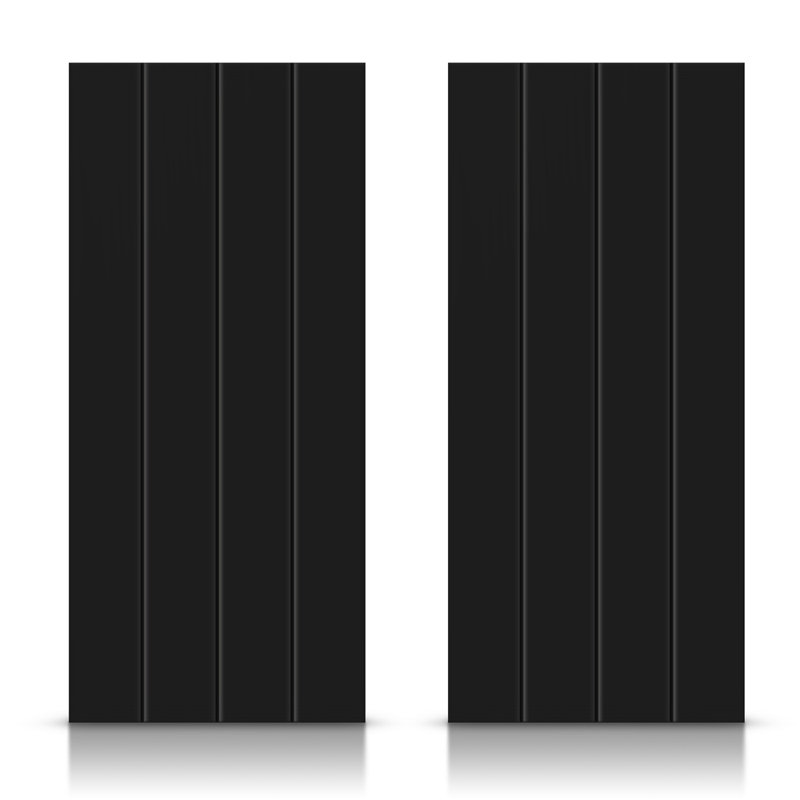 Porte de placard coulissante à panneaux en bois manufacturé, 48 po x 80 po, Noir anthracite
