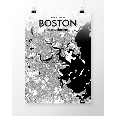 «Boston City Map», reproduction d'impression sur affiche