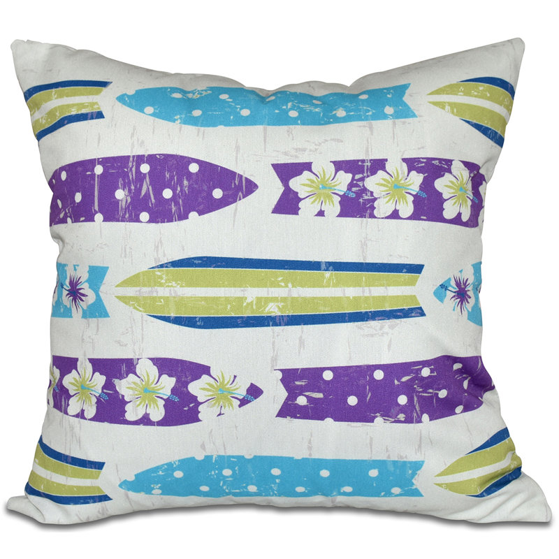 Coussin décoratif intérieur / extérieur Surf, Sand & Sea, H 18 po x l 18 po, Violet