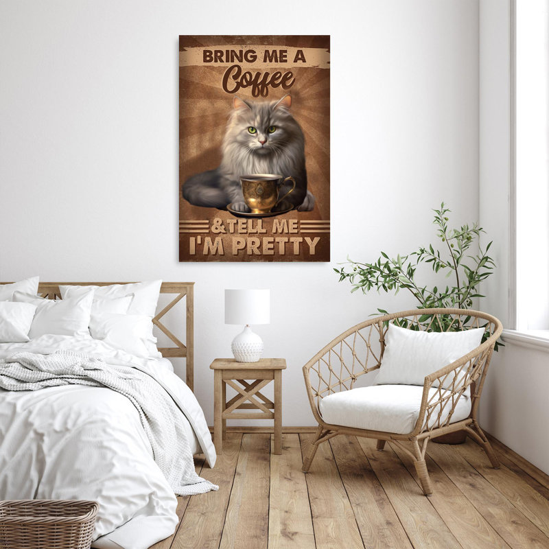 Bring Me A Coffee - 1 pièce, impression rectangulaire, H 36 po x l 24 po x P 1,25 po