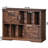 Large Record Player Stand, Vinyl Storage For 450 Albums, 39", Farmhouse Brown, Barn Doors, Vintage