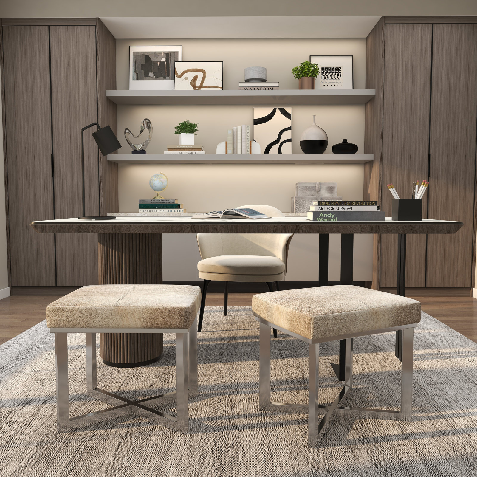 Aisla Genuine Leather Vanity Stool