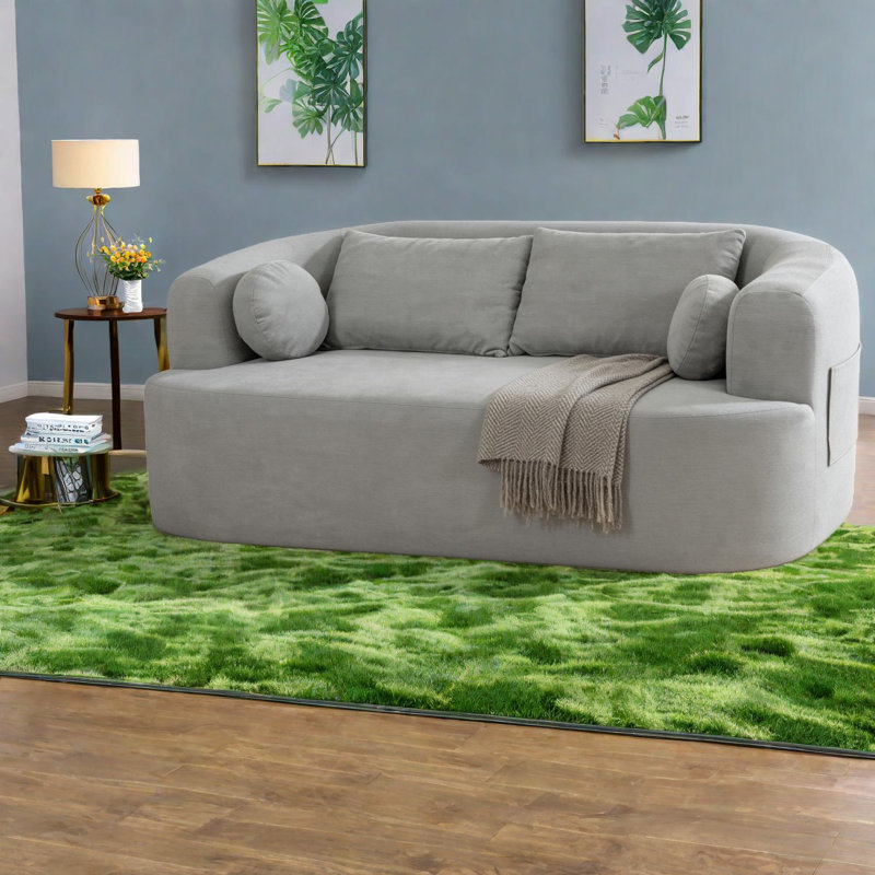 Compact Gray Chenille Sofas Couch For Modern Living Space