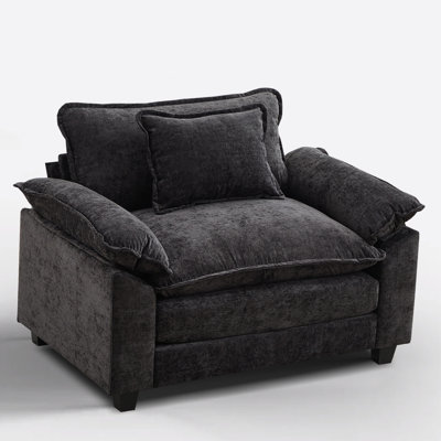 Modern Upholstered Single Seat Sofa Comfy Deep Armchair With Pillows