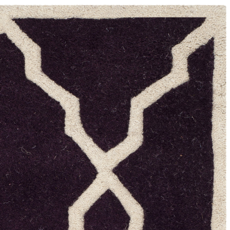 Handmade Dark Purple Wool Tufted Rectangular Rug