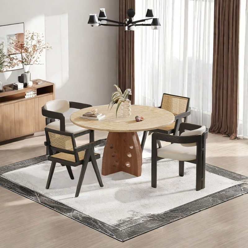 Ensemble de table de salle à manger en pierre frittée perforée, H 29,53 po x L 47,24 po x l 47,24 po