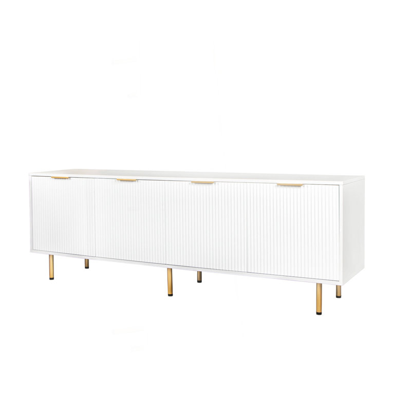 Meuble télé moderne blanc chaud pour meuble télé de 80 pouces, pour chambre à coucher de salon
