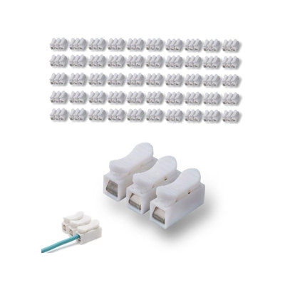 50 Pack Quick Connect Wire Terminal Connectors, White Cable Connectors for Electrical Wiring