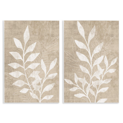 «Boho Botanical Leaf Silhouette», ensemble de 2 plaques murales par Natalie Carpentieri