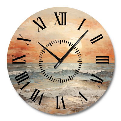 Horloge murale Beige et Golden Beach Sunset Paradise II