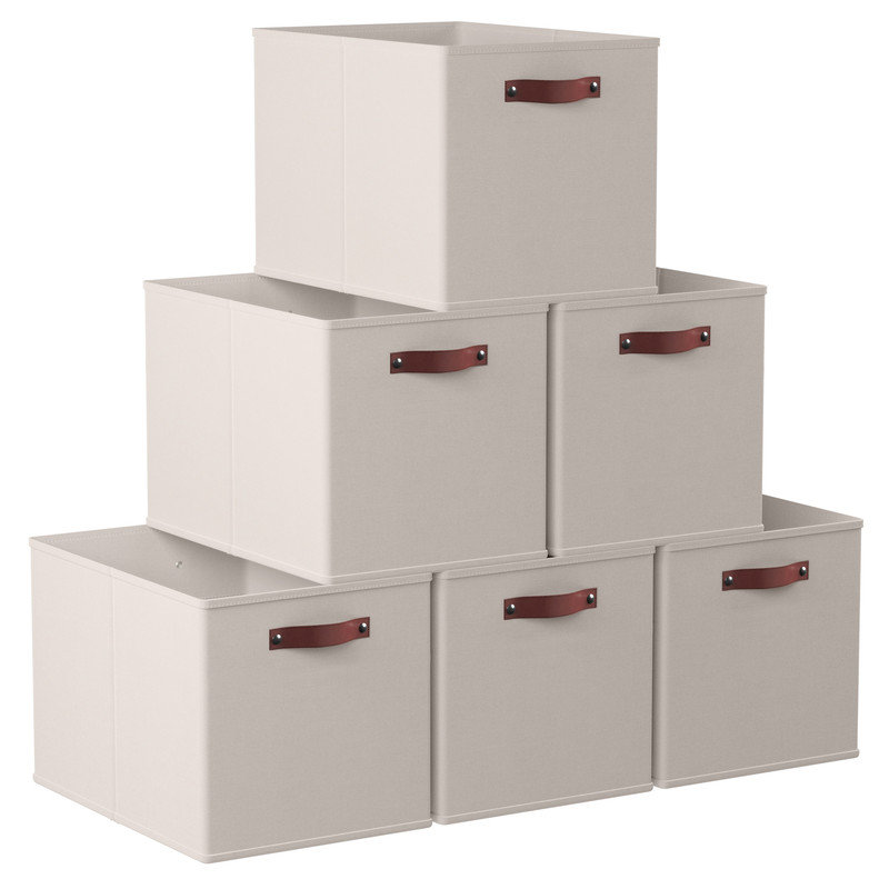 Ebern Designs Fabric Bin, 13" H x 13" W x 13" D, Beige