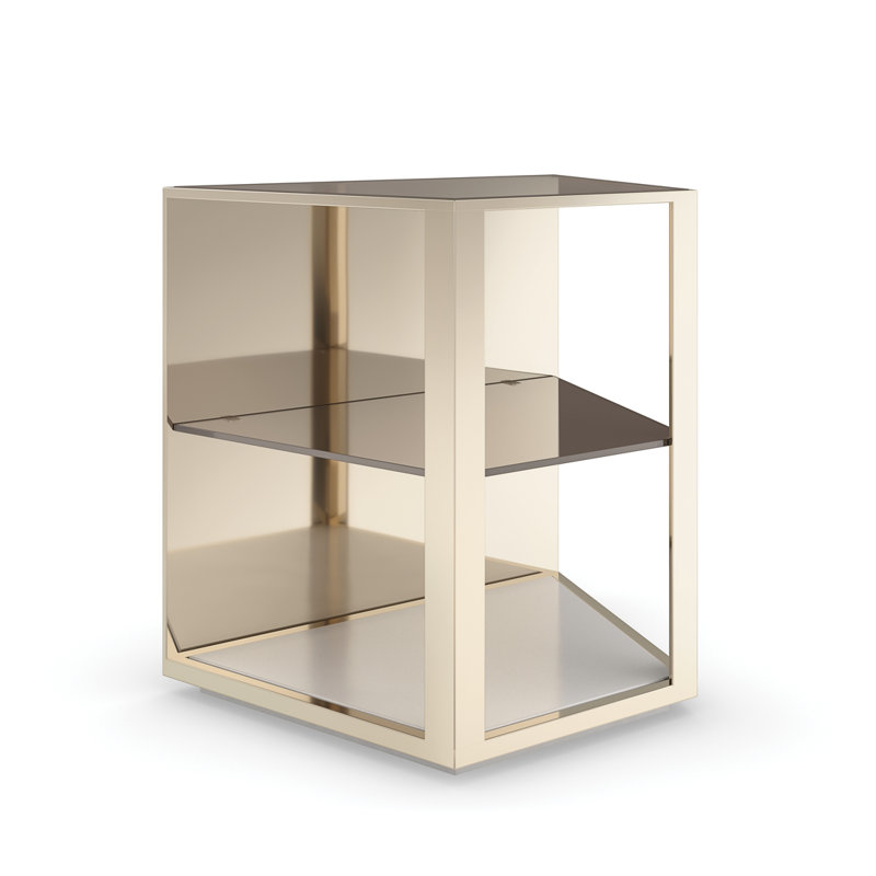 Gold and Glass Contemporary Free Form End Table