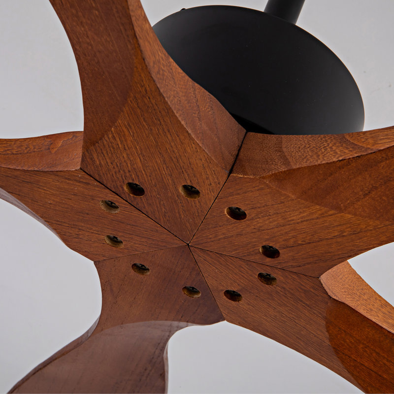 Nouveau ventilateur de plafond 60 pouces avec 5 pales en bois massif, télécommande et moteur à courant continu pour le salon