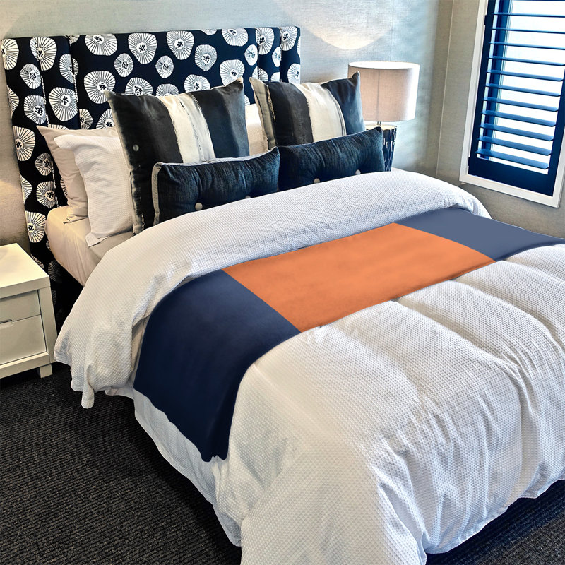 Quilted Throw Blanket, 30" W x 40" L, Midnight Blue/Orange, Detroit
