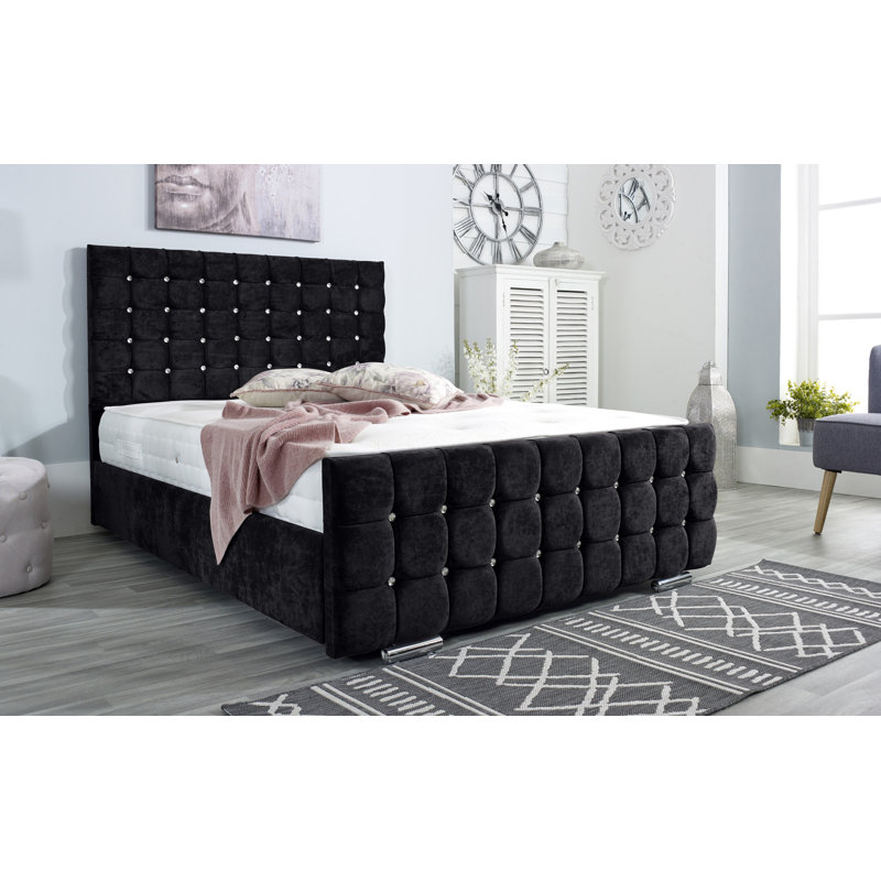 Woodring Upholstered Bed Frame, Single (3'), Black