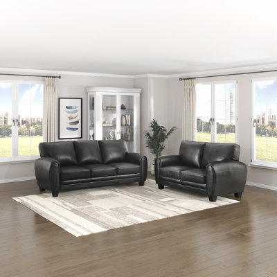 Manwi 2-Piece Modern & Contemporary Faux Leather 2-Piece Living Room Set including Sofa and Loveseat with Loose Back Cushions