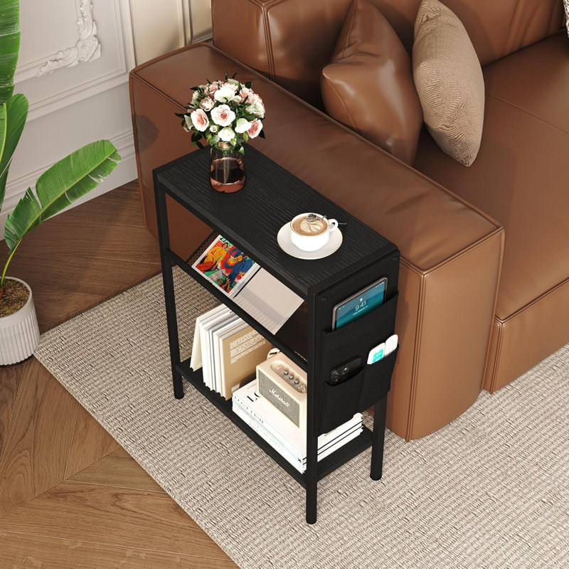 Alket Side Table with Storage, Black