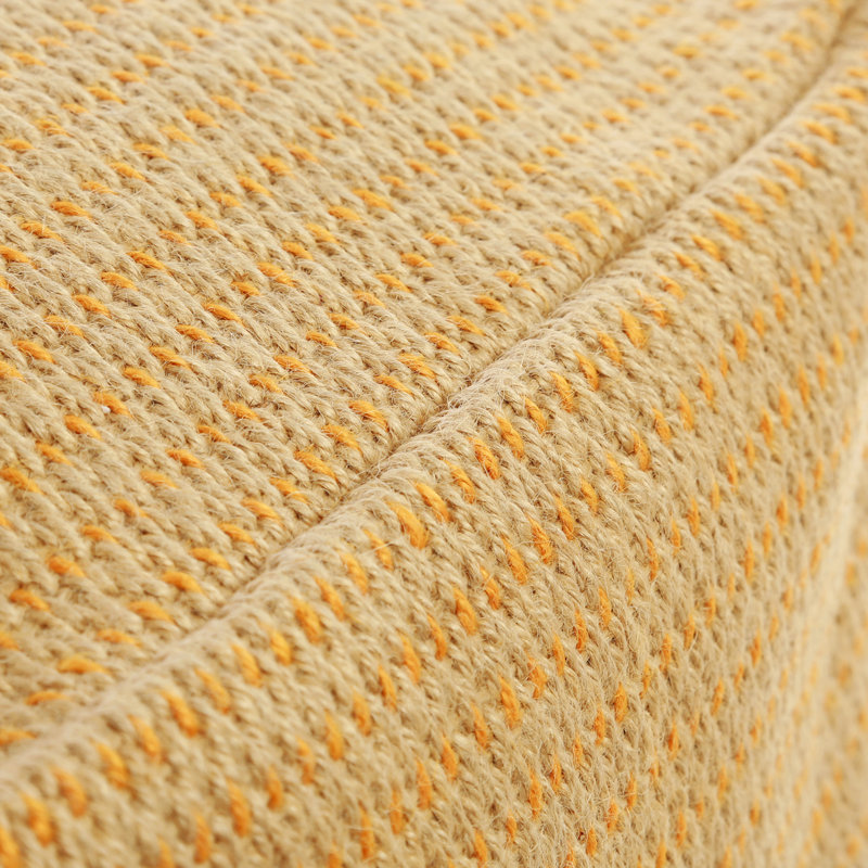Square Orange Cotton Wool Upholstered Pouf