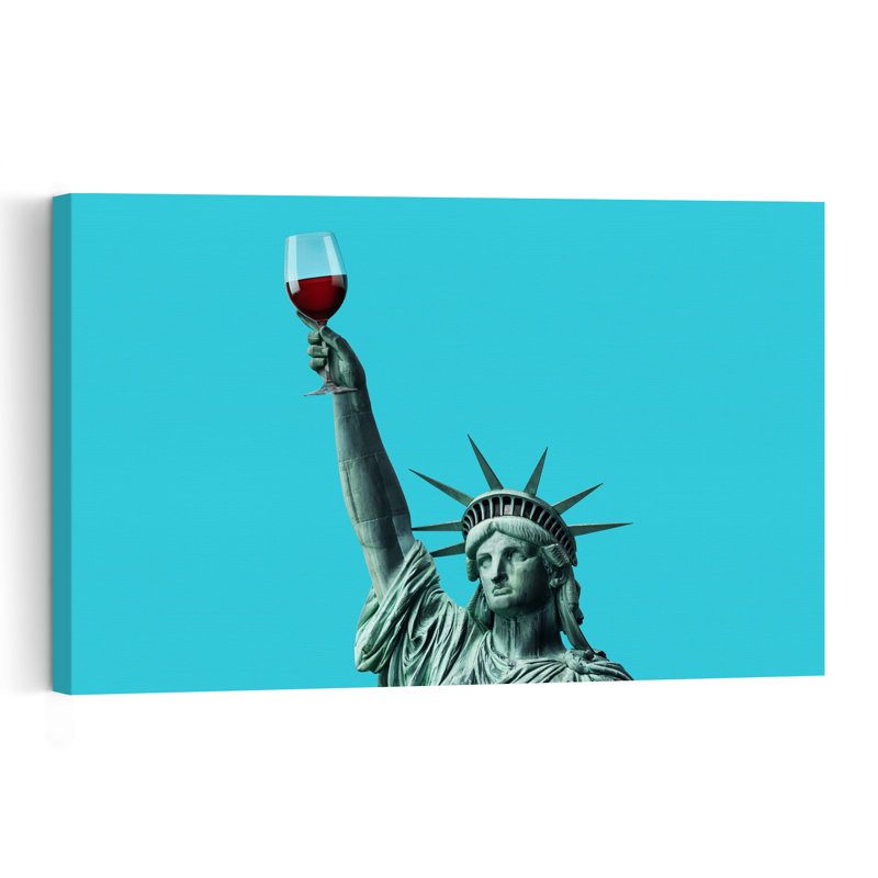 Lady Liberty'S Toast Colorful Modern Surreal City Wall Art Print, 45.72cm H x 30.48cm W