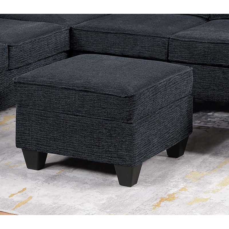 Canapé modulaire 5 pièces de style contemporain, couleur noir ardoise, accoudoir gauche, méridienne droite pour la conception d'espace de vie, finition, primaire