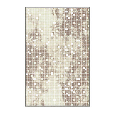Tapis gris / ivoire en polyester tissé à la machine Cliona