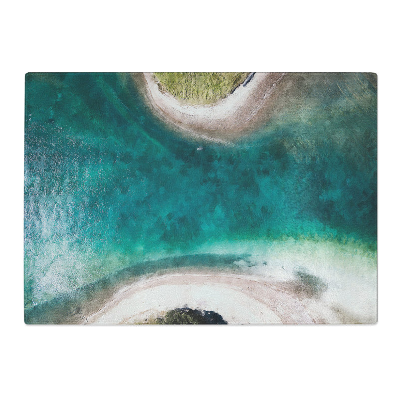 Canoe Boat in Waiwera New Zealand Painting Chopping Board, 0.4cm H x 20cm W x 28.5cm L