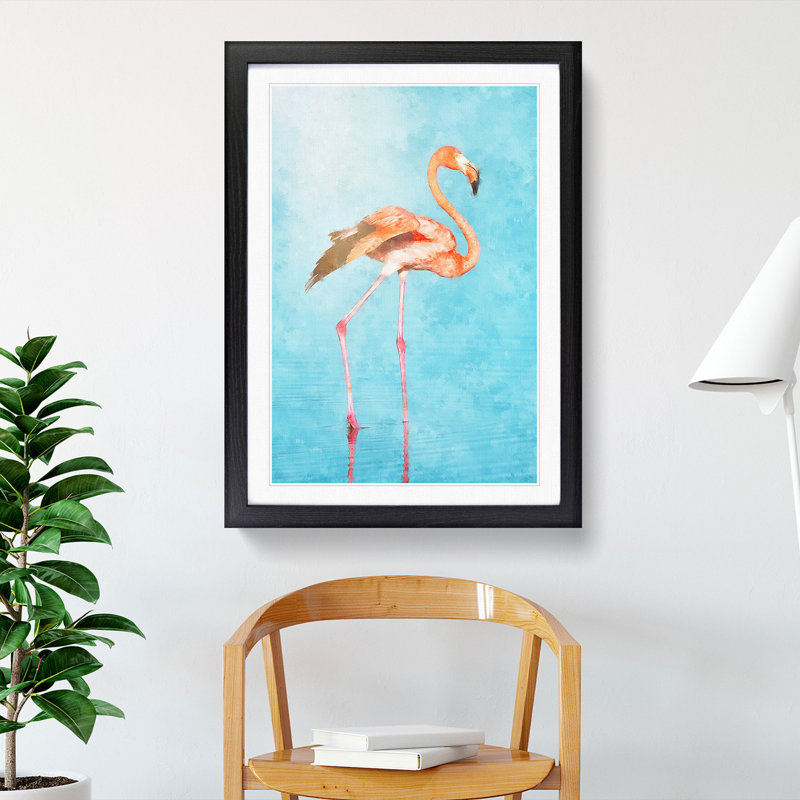 Flamingo Bird - Picture Frame Painting Print, 87cm H x 62cm W x 2cm D, Black Framed