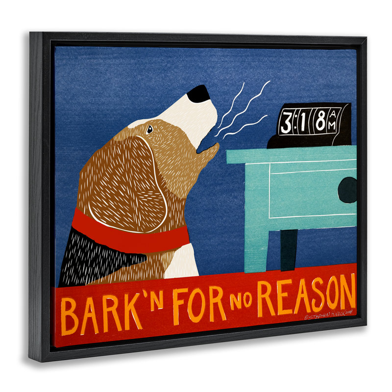 Cadre flottant Bark'n For No Raison, design par Stephen Huneck, Cadre flottant noir de jais, H 17 po x l 21 po