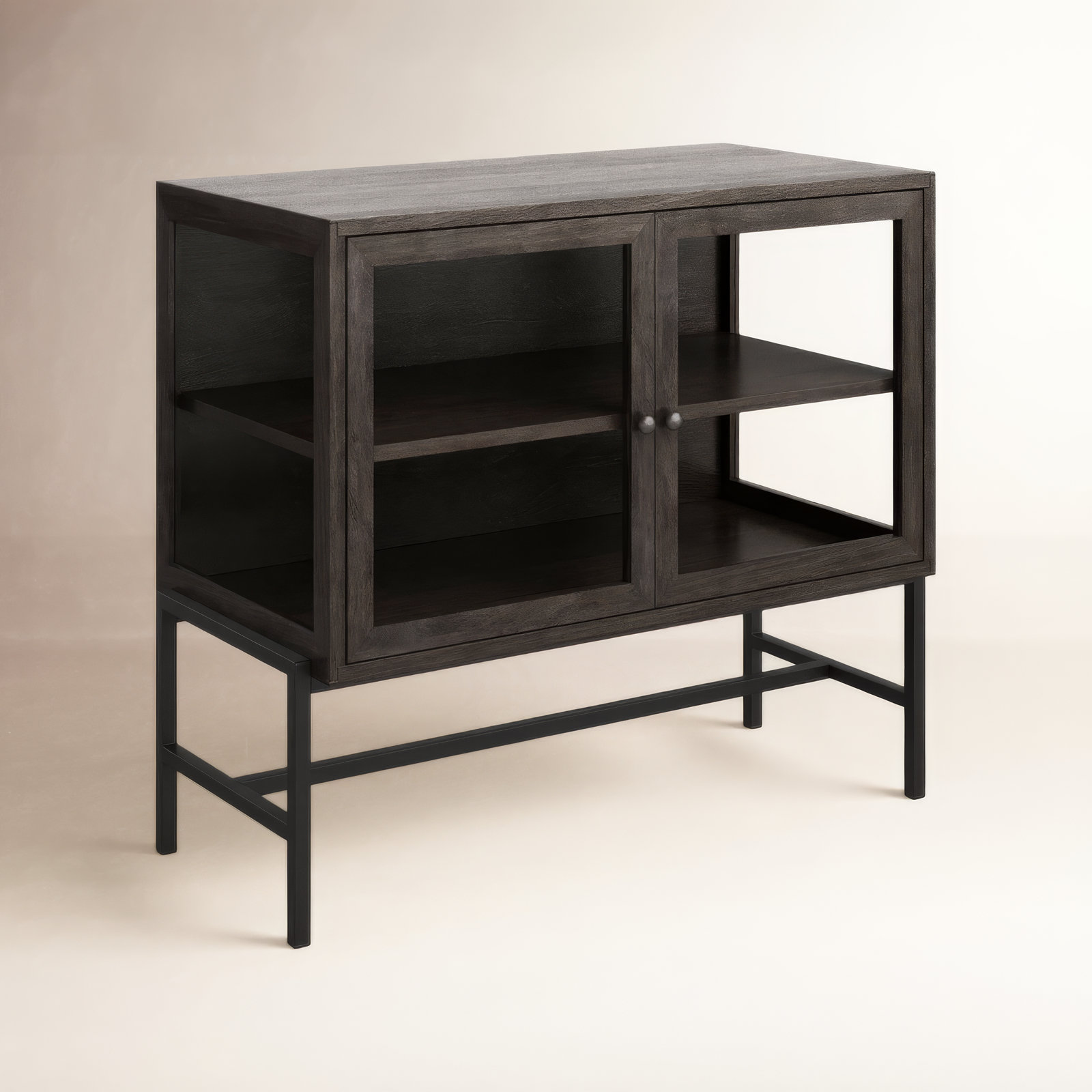 Warner Solid Wood Storage Cabinet, Dark Brown