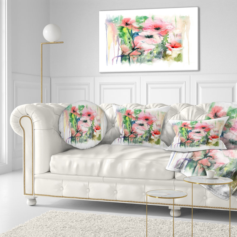 Coussin lombaire à motif d’aquarelle animal floral