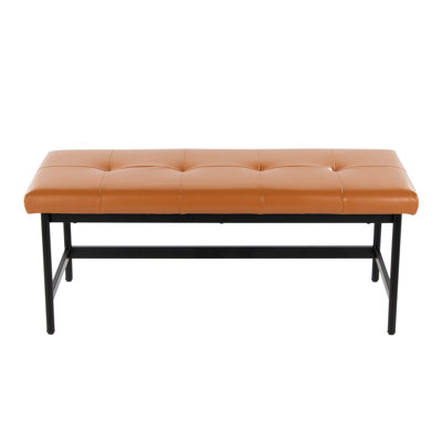 Banc élégant en métal et similicuir avec siège rembourré épais pour une assise confortable, pour les intérieurs modernes et les espaces compacts.