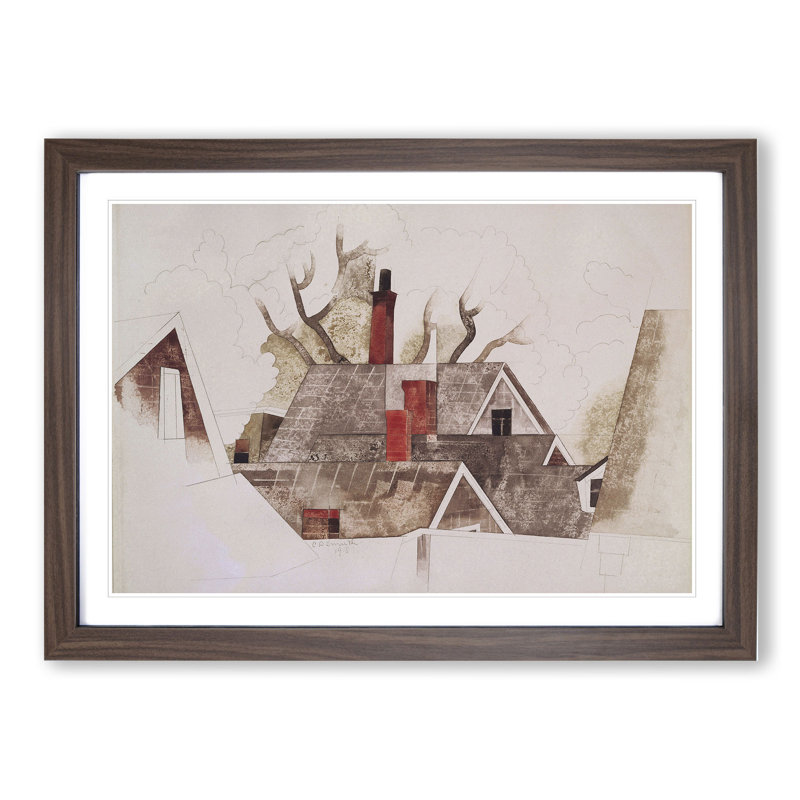 Red Chimneys by Charles Demuth - Framed Print, 48cm H x 65cm W x 2cm D, Walnut Framed