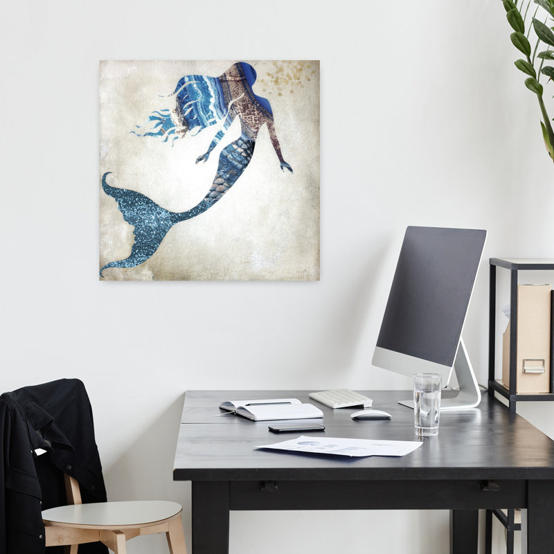 Sirène I, art côtier fantaisiste abstrait, H 18 po x l 18 po
