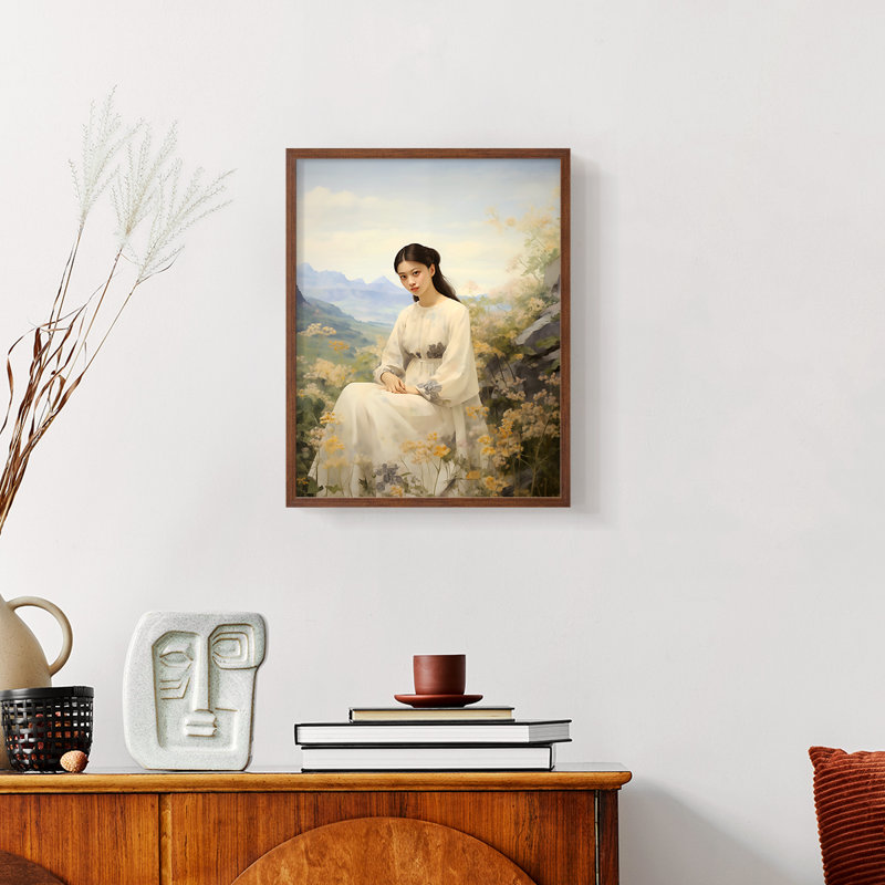 WOMEN Series DXVII - reproduction encadrée de qualité supérieure - prête à être accrochée - aucun clou requis, Noyer