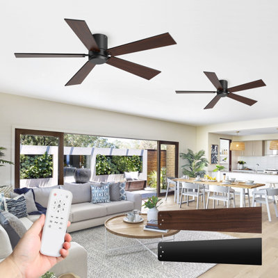 2 Pack 42" Brown Ceiling Fan With 3 Colors Led Light And Remote Control Modern Ceiling Fan With Reversible Quiet Motor & Light Memory Function